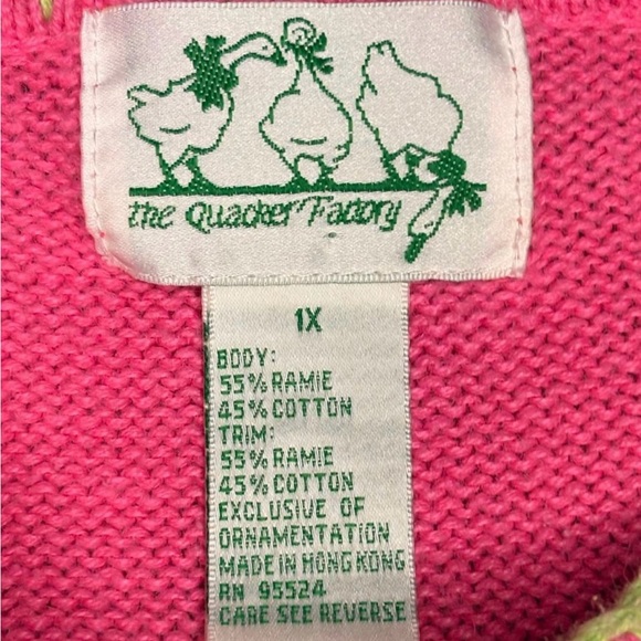 Vintage Quacker Factory Pink flamingo beach Kidcore knit shirt w embroidery - Picture 6 of 8